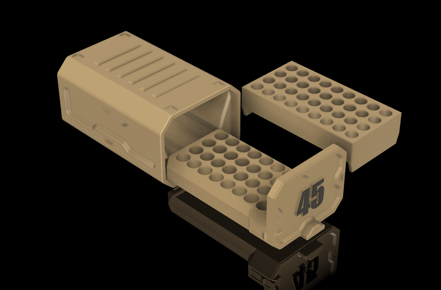 45 Cal Ammo Box w/Locking - 3D Printable