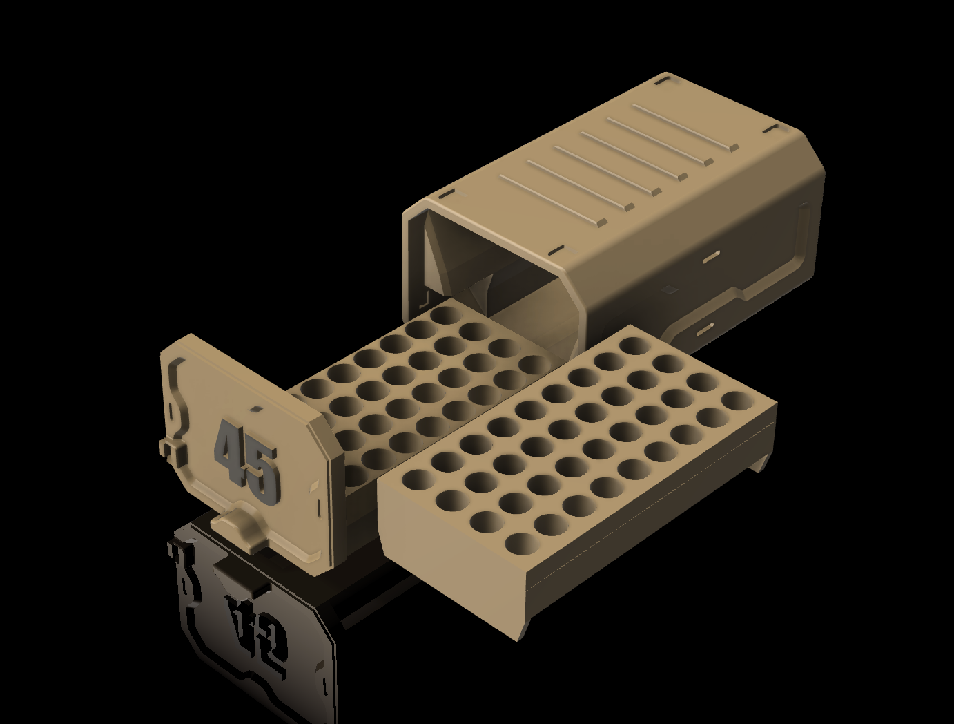 45 Cal Ammo Box w/Locking - 3D Printable