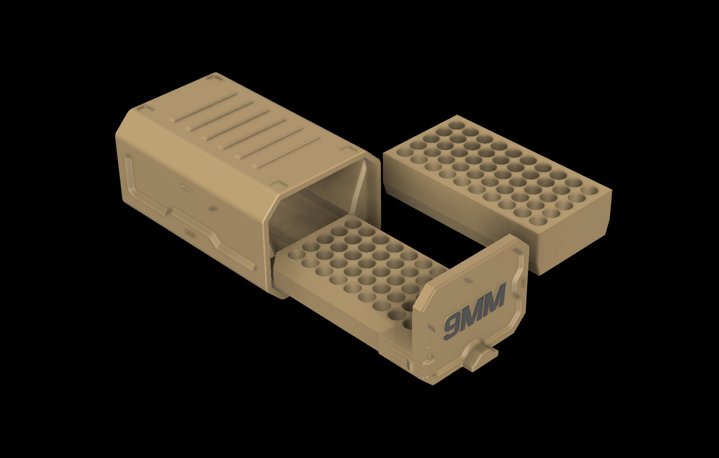 9mm - Ammo Box w/Locking - 3D Printable