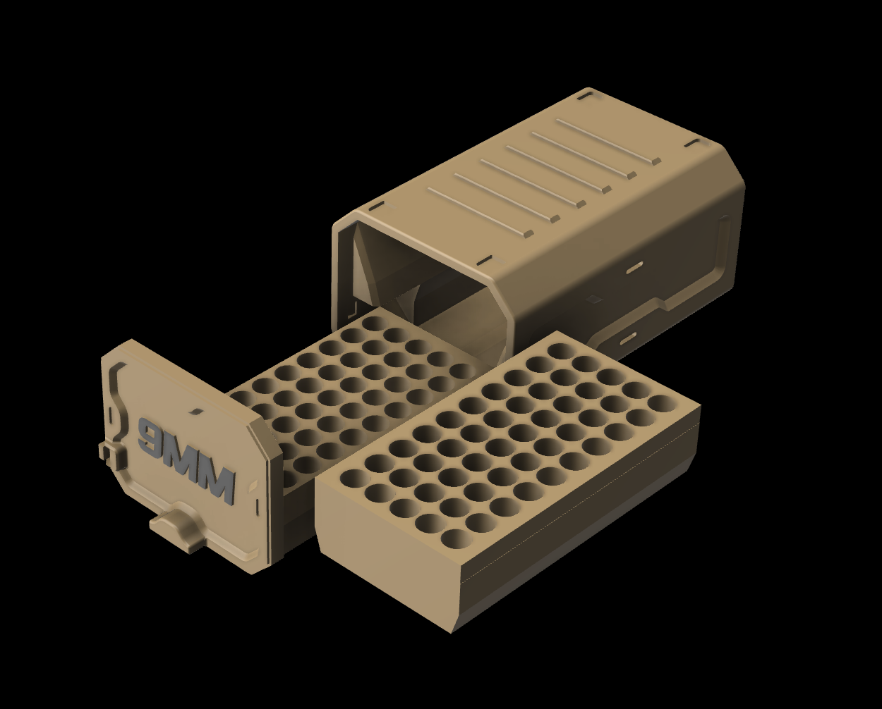 9mm - Ammo Box w/Locking - 3D Printable